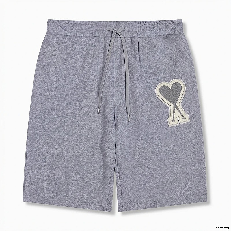 AMI Love Heart Pattern Light Gray Shorts