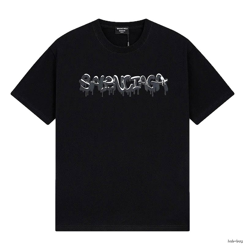 Balenciaga Graffiti Street Style Black Short Sleeve T-shirt
