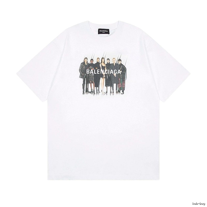 Balenciaga Trendy and Cool Style Portrait Print White T-shirt