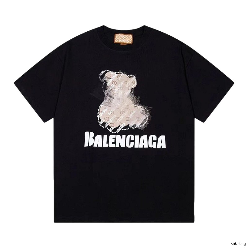 Balenciaga Trendy Black T-Shirt with Bear Print