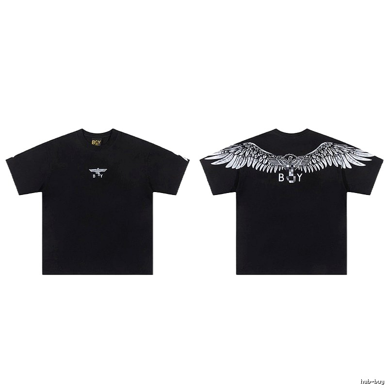 BOY Wing Print Street Style Black Short-sleeve T-shirt