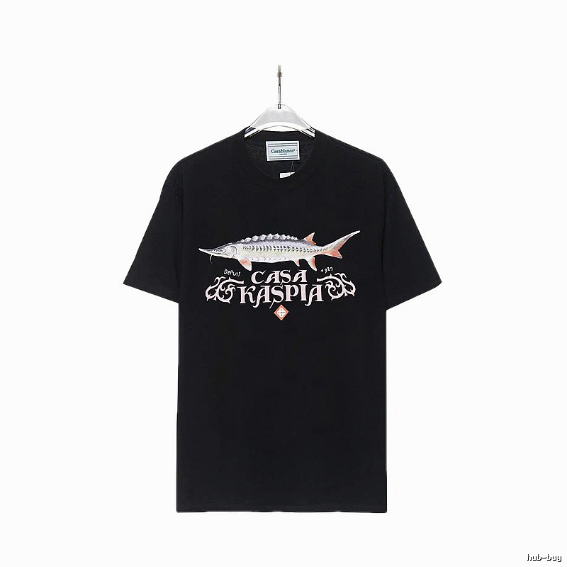 Casablanca printed trendy brand black T-shirt