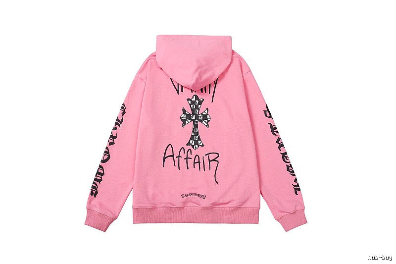 Chrome Hearts 2088-91 Pink Red Cross Graphic Hoodie Campus Look