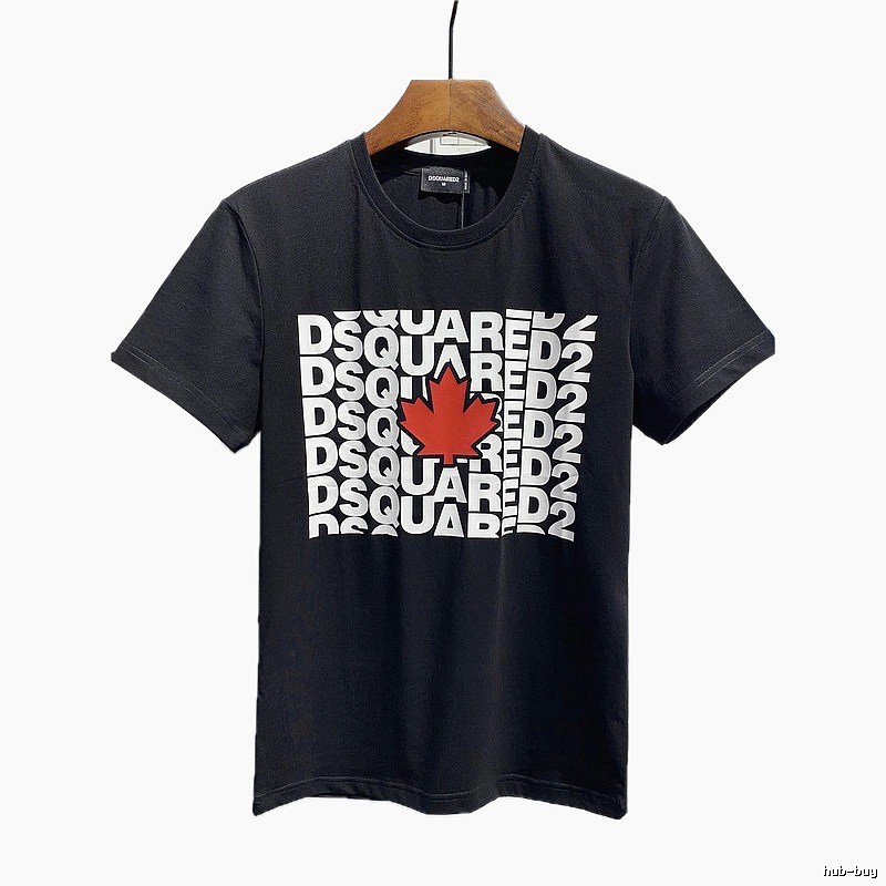 DSQ2 Maple Leaf Print Street Style Black T-Shirt