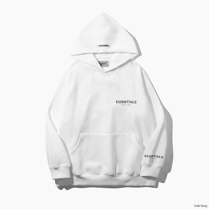 ESSENTIALS minimalist style white hoodie