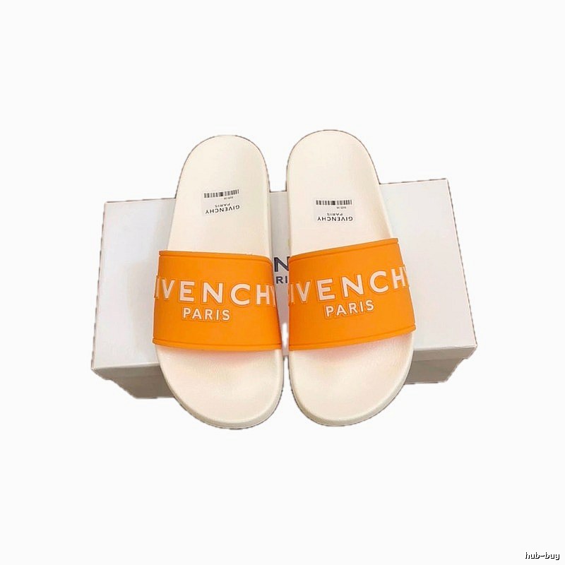 Givenchy Alphabet Series Minimalist Style White & Orange Slide Sandals