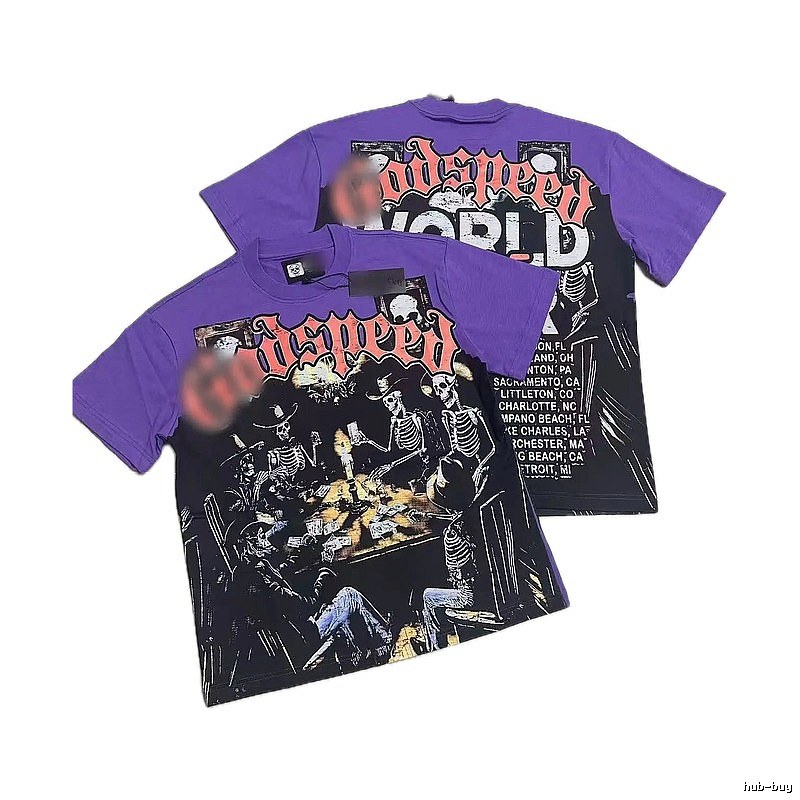 Godspeed Skull Poker Street Style Purple T-shirt