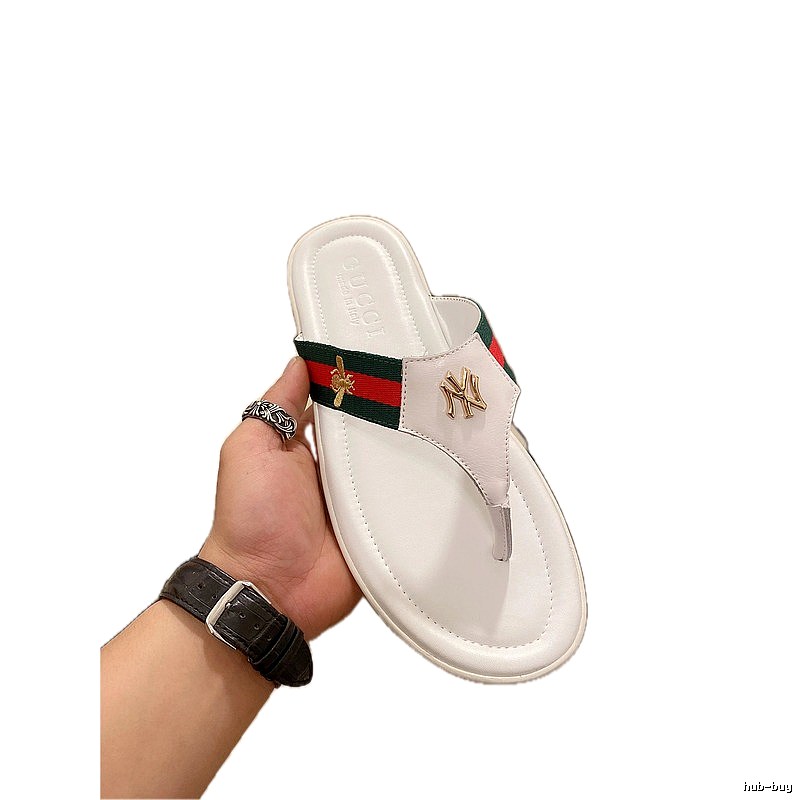 Gucci x NY Co-branded Vintage Style White Flip-Flops