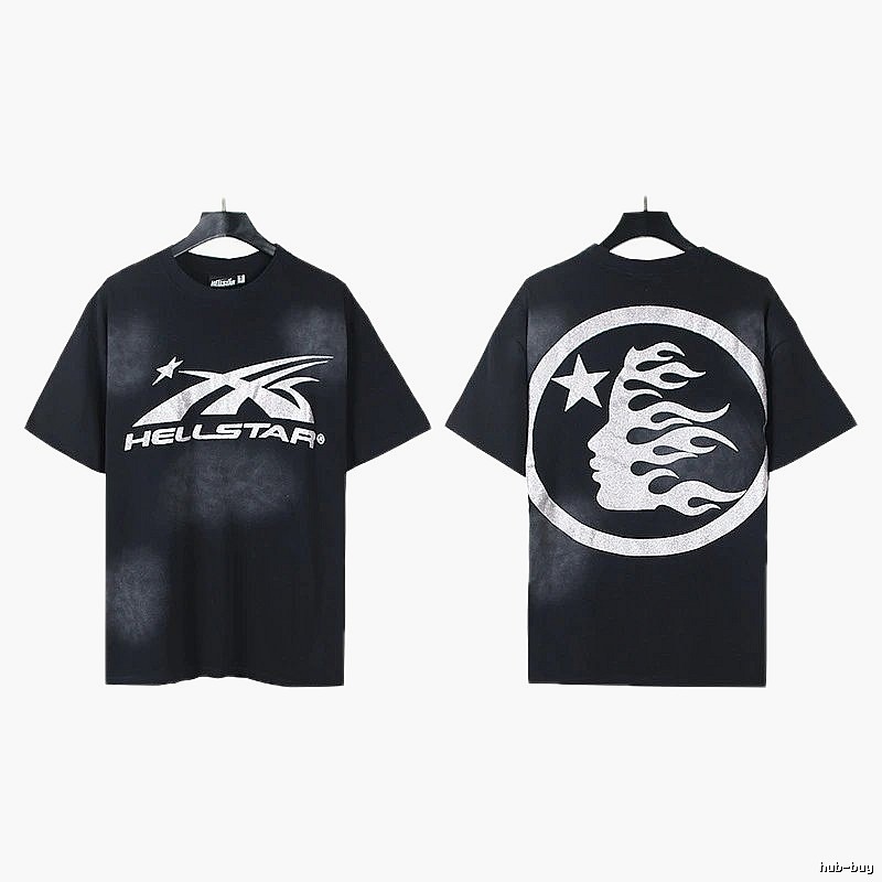 Hellstar Flame Print Street Style Black T-Shirt