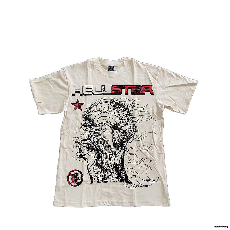 Hellstar Skeleton Print Street-style Off-white T-shirt