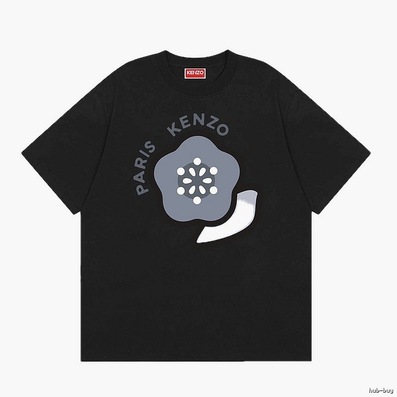 KENZO Paris Flower Casual Style Black T-Shirt