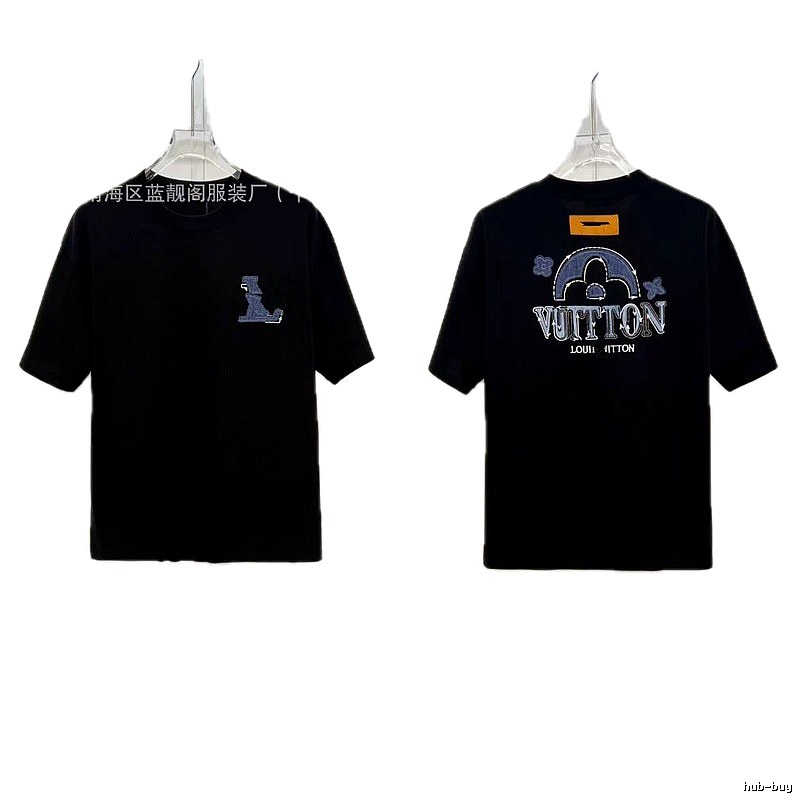 Louis Vuitton Embroidered Streetwear-style Black Short-sleeve T-shirt