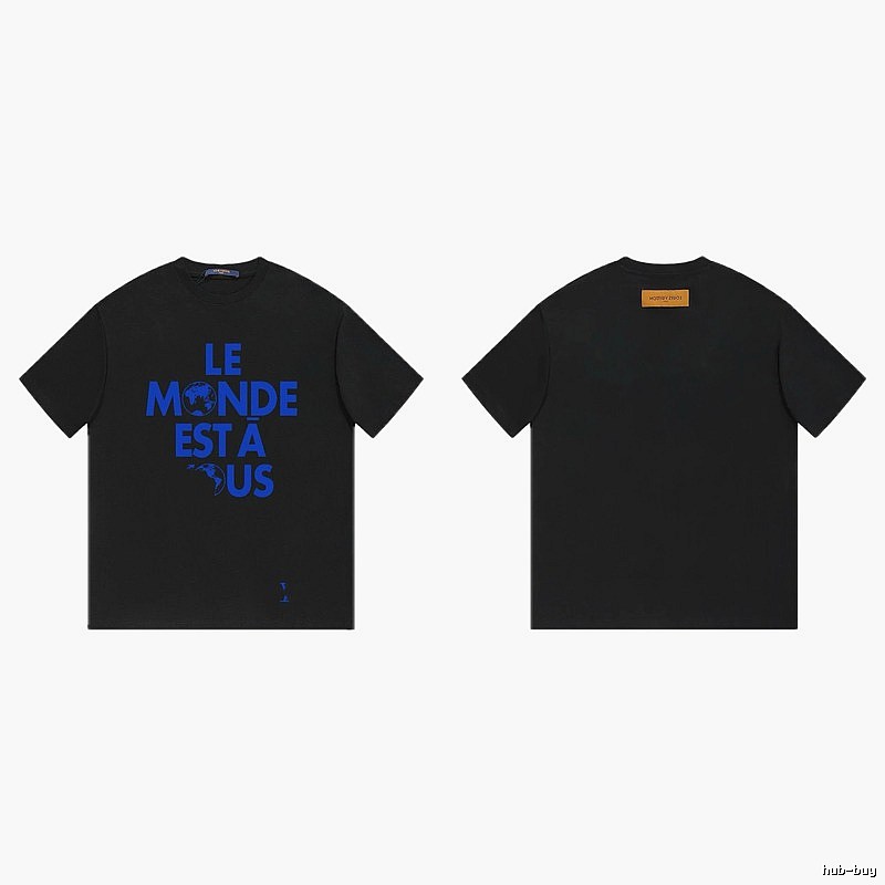 Louis Vuitton Letter Print Cool Trendy Style Black T-shirt