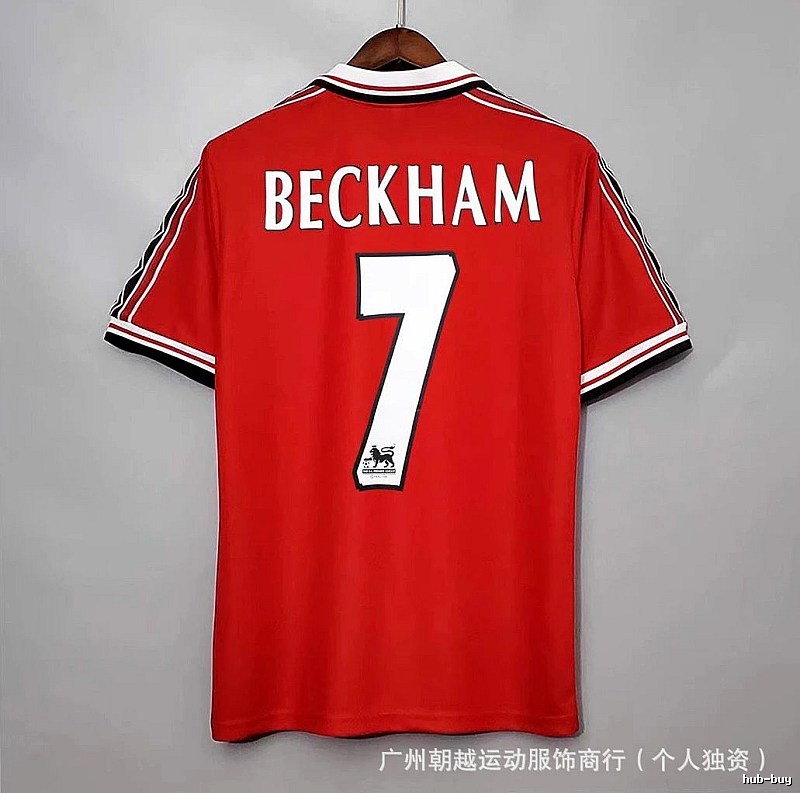 Manchester United Statement Beckham #7 soccer jersey White Black Retro for Outdoor Plans
