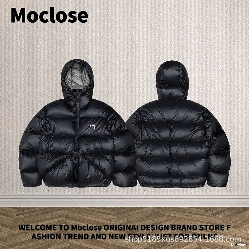 Moclose Classic Puffer jacket Black Glossy Hooded for Daily Styling
