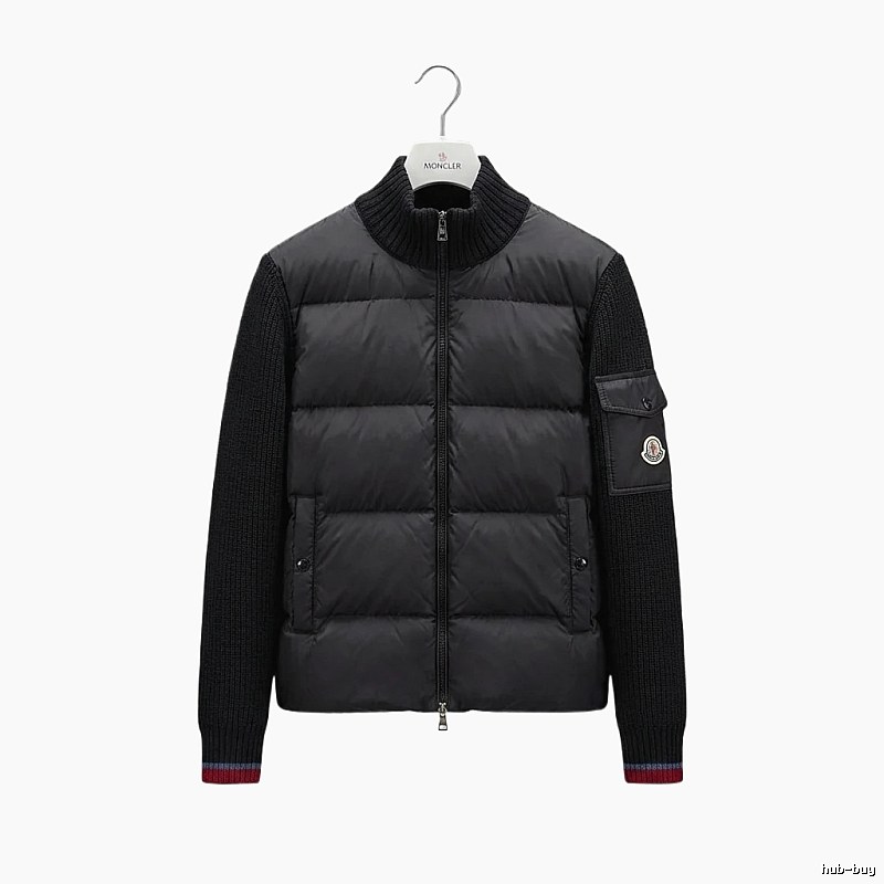 Moncler knitted and spliced black down jacket