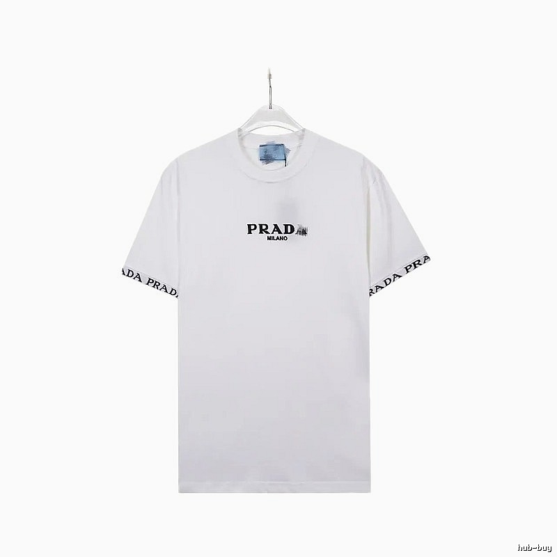 Prada Classic Webbing Minimalist Style White T-Shirt