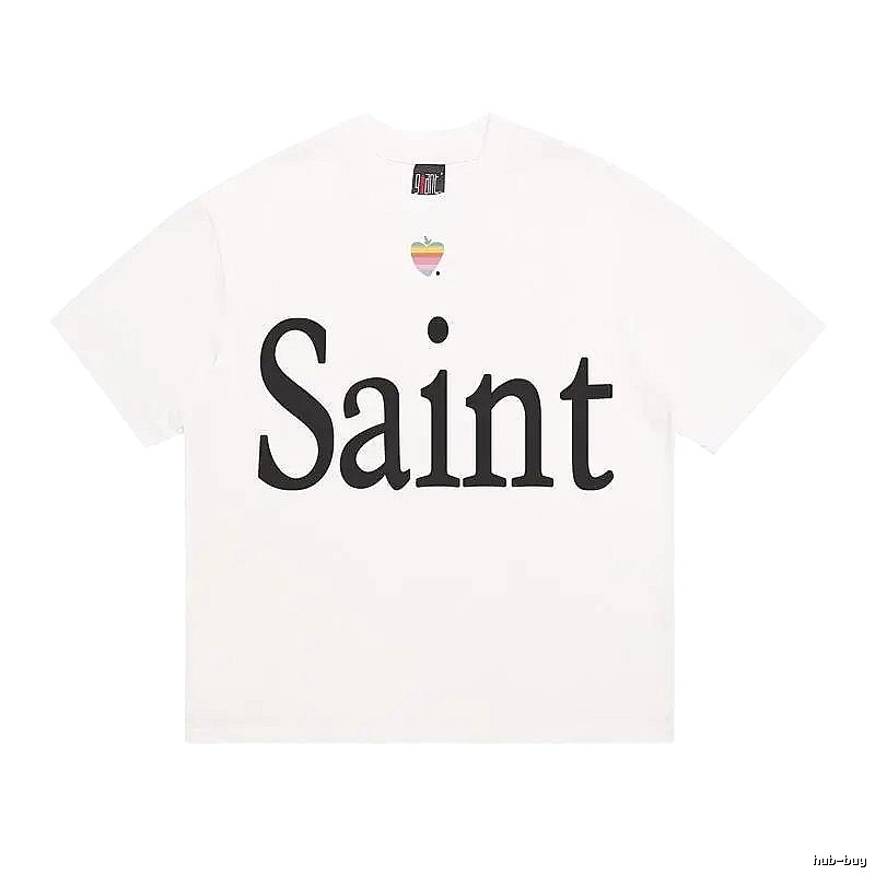 SAINT Letter Print Street Style Off-white T-shirt