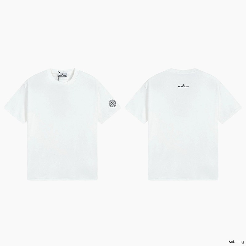 Stone Island Badge Minimalist Style White Short-sleeve T-shirt
