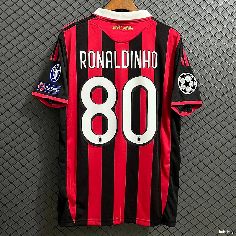 AC Milan Relaxed Retro soccer jersey Red Black Striped with Versatile Design