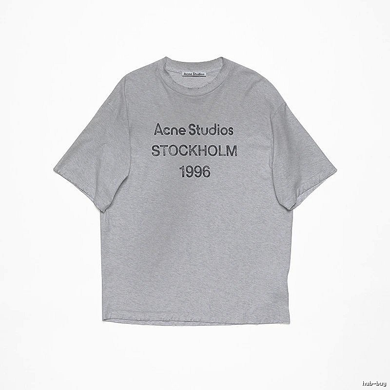 Acne Studios 2090-80 Gray Style Ac908026 Stockholm Logo T-Shirt Streetwear Look