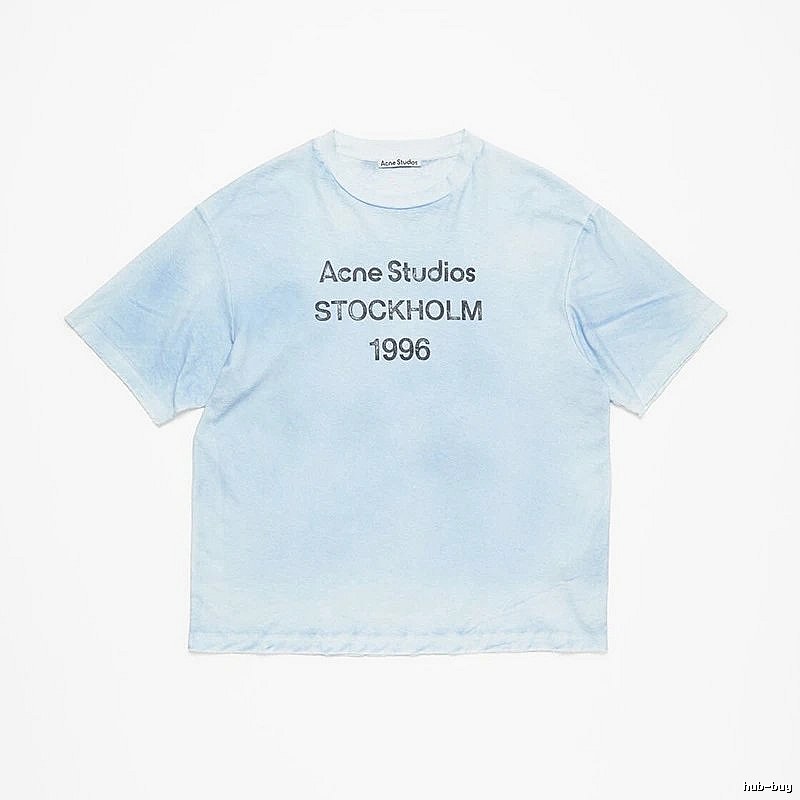 Acne Studios 2090-80 Light Blue Style Ac908046 Stockholm Logo T-Shirt Gift Ready