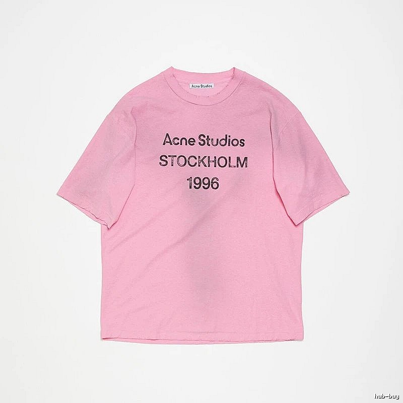 Acne Studios 2090-80 Pink Red Style Ac908026 Stockholm Logo T-Shirt Weekend Wear