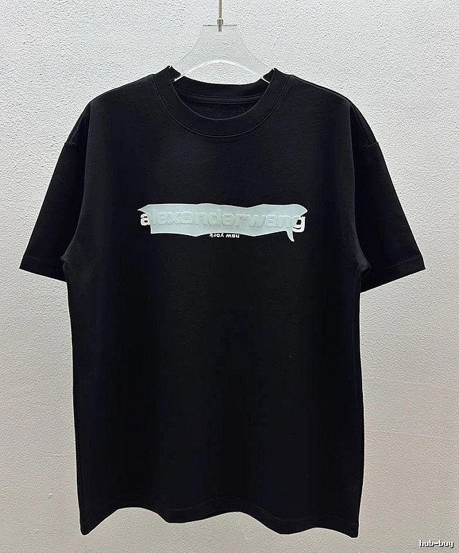 Alexander Wang Foam Logo Street Style Black T-Shirt