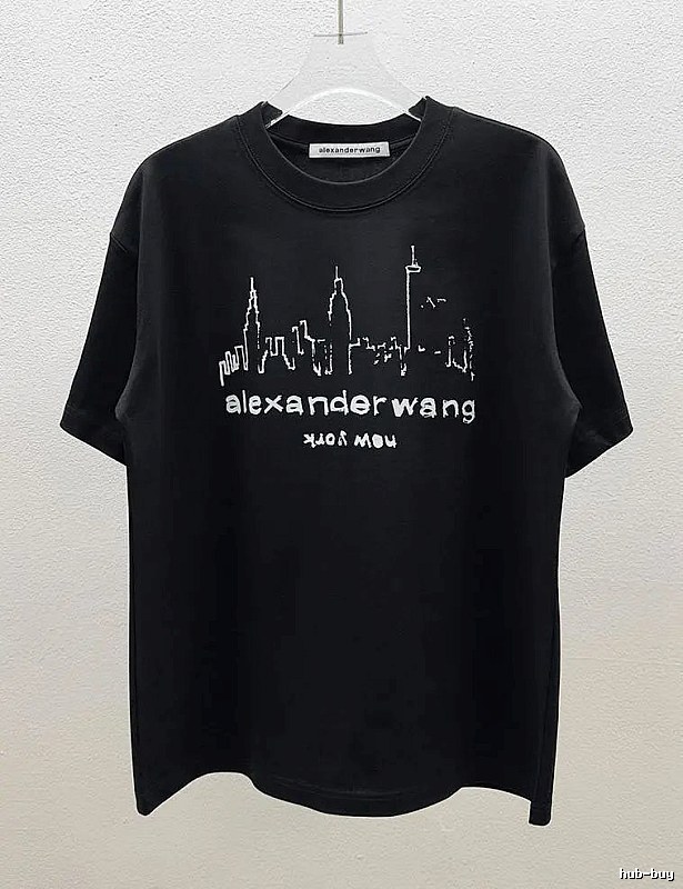 Alexander Wang Trendy & Cool Skyline Print Black T-Shirt