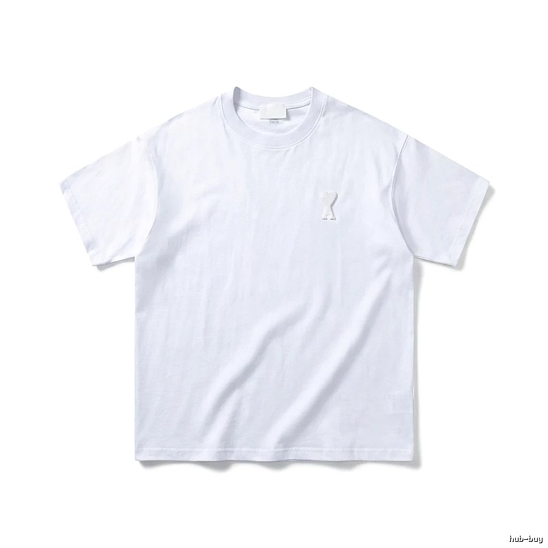AMI Embroidered Minimalist Style White T-shirt