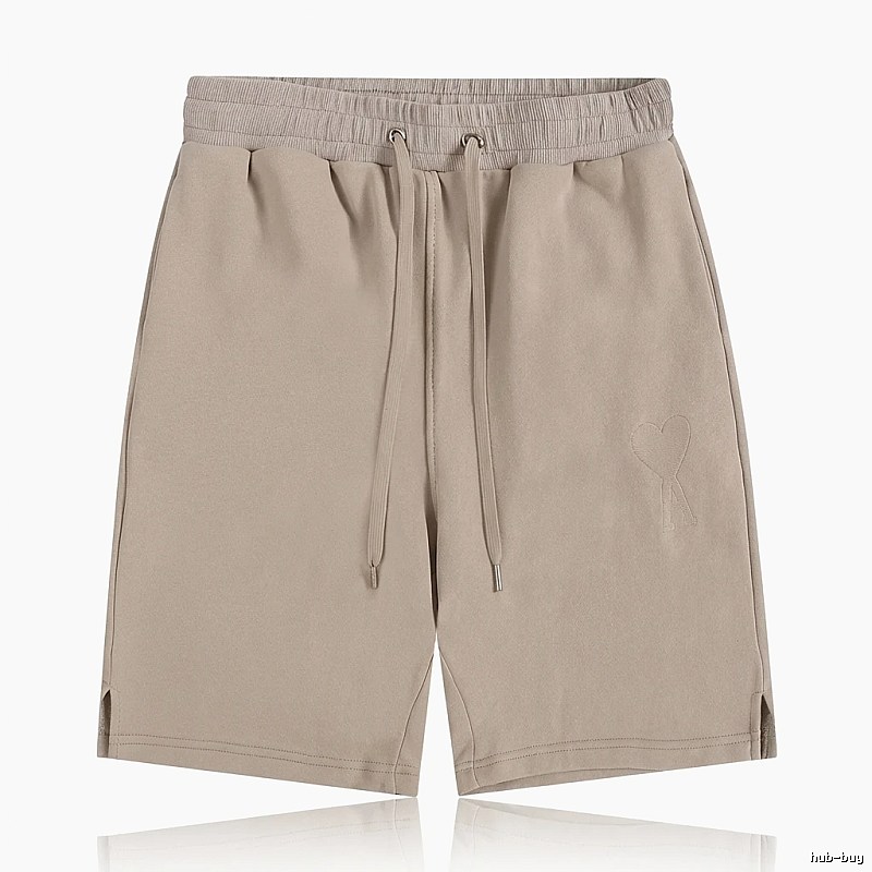 AMI Embroidered Trendy Brand Khaki Shorts