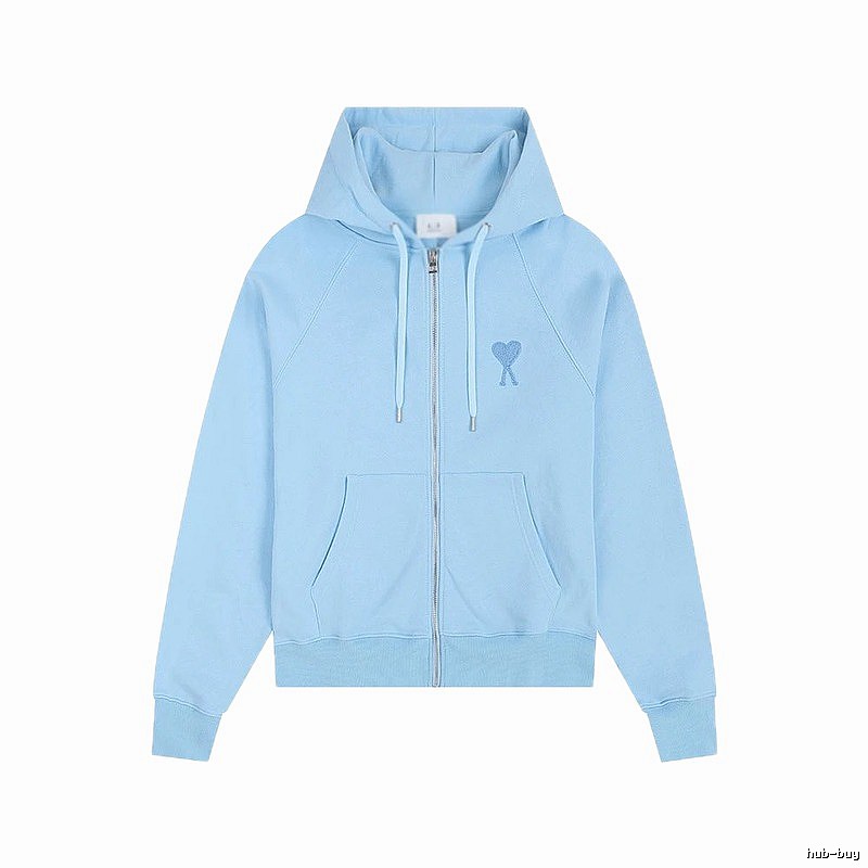 AMI Love Embroidery Light Blue Hoodie