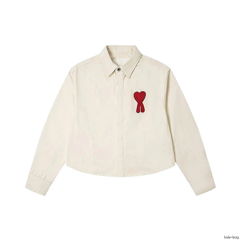 AMI Love Embroidery Minimalist Style White Shirt