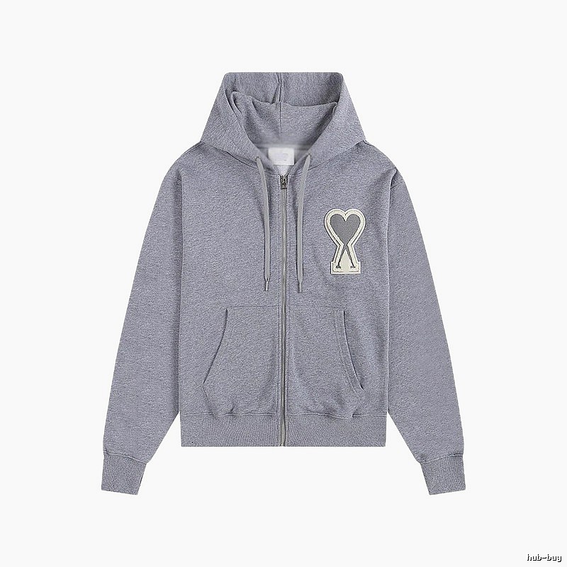 AMI Love Series Grey Zip-Up Hoodie
