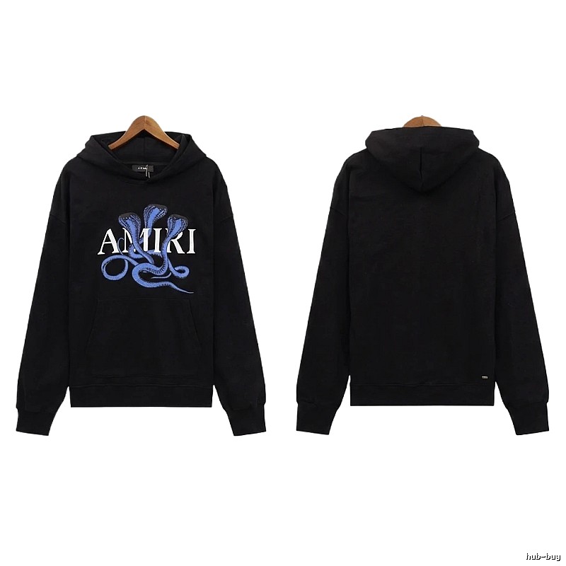 AMIRI Black Hoodie with Snake Print