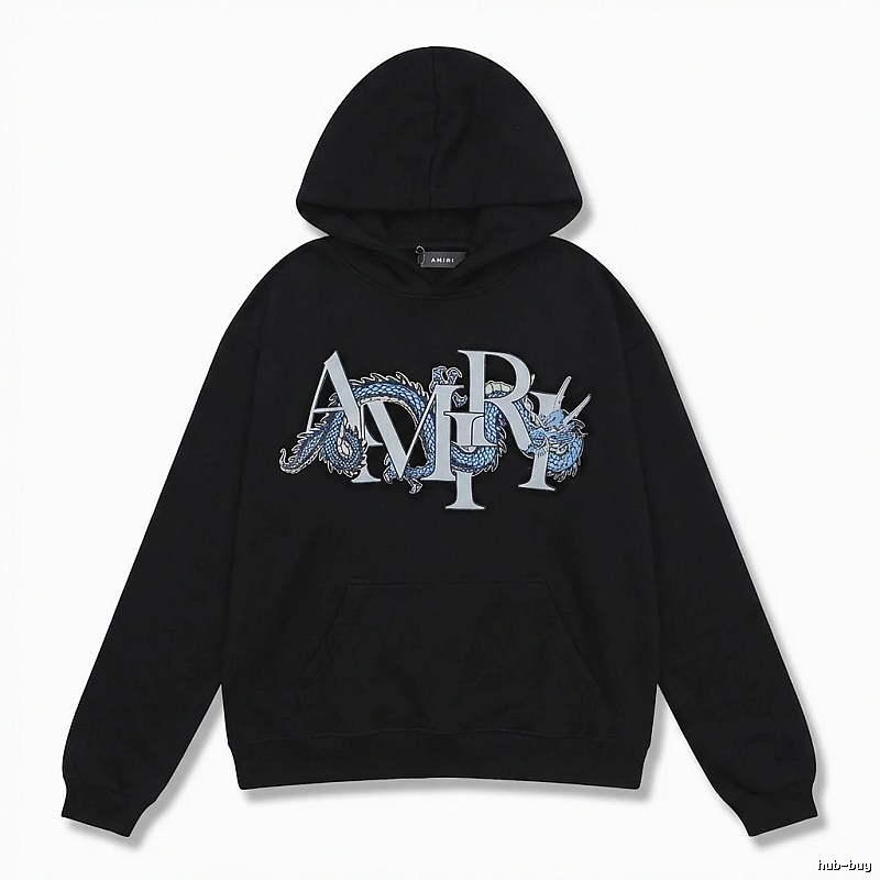 AMIRI Dragon-Patterned Trendy and Cool Black Sweatshirt