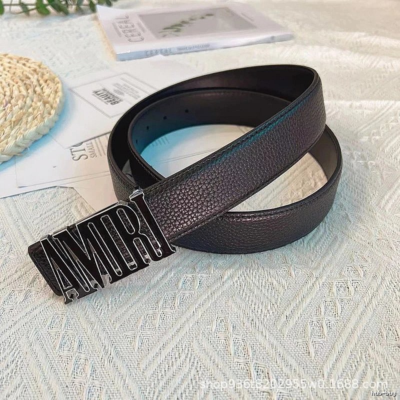Amiri Monogram Logo belt Black Belt Metallic for Layered Styling