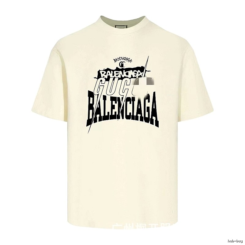 Balenciaga Co-branded Printed Street-style Off-white T-shirt