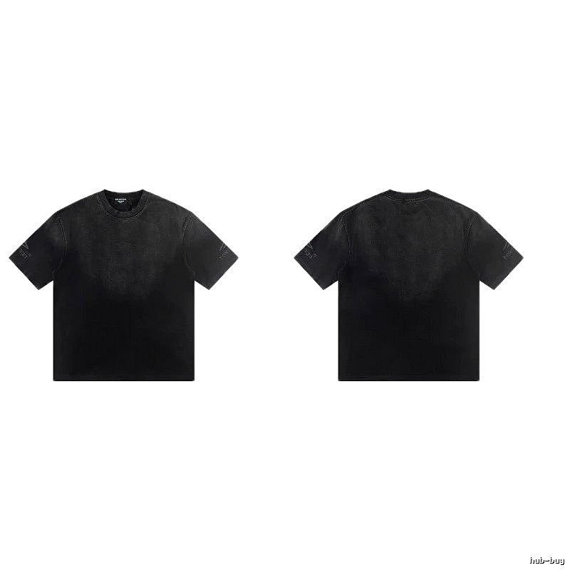 Balenciaga Distressed Street Style Black Short-Sleeve T-Shirt