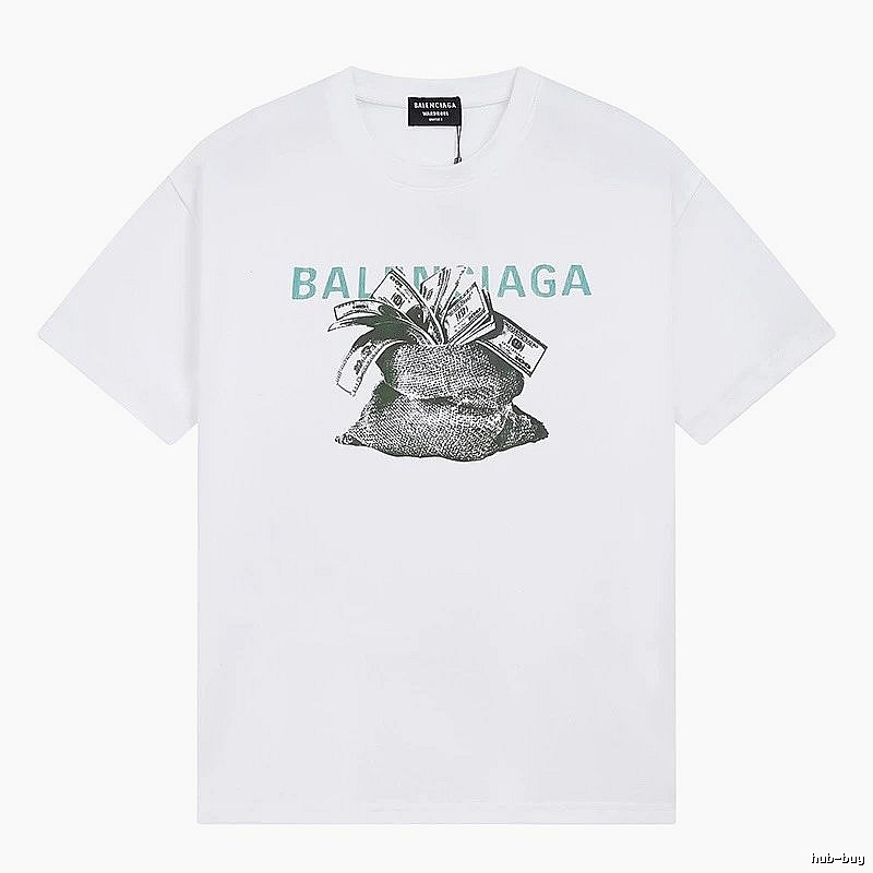 Balenciaga Dollar Bill Print Street Style White T-Shirt