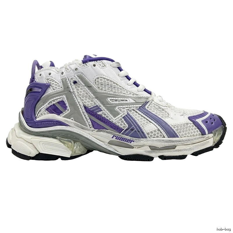 Balenciaga retro-style white and purple sports shoes