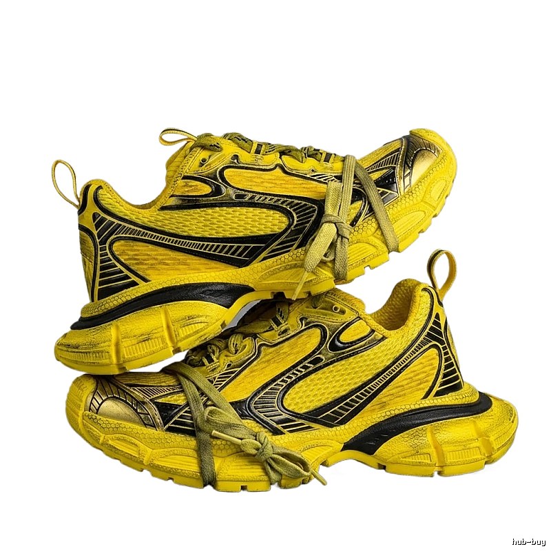 Balenciaga retro-style yellow and black sports shoes