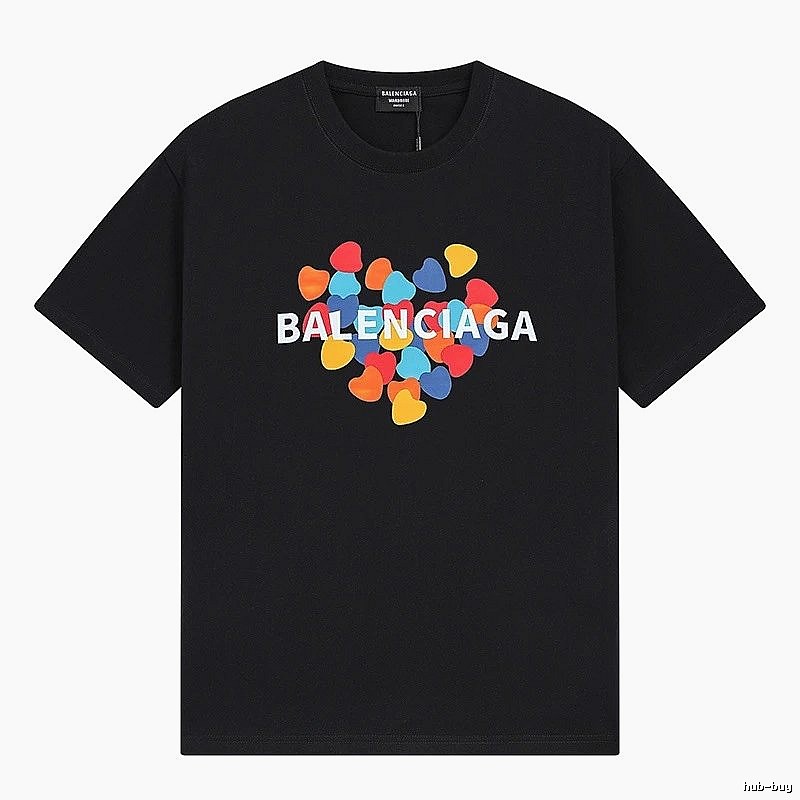 Balenciaga Trendy Black T-shirt with Heart Print