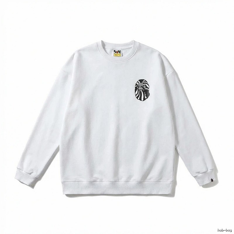 Bape Ape Head Minimalist Style White Sweatshirt