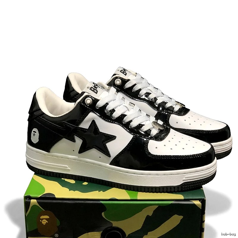 Bape black and white trendy wind board shoes