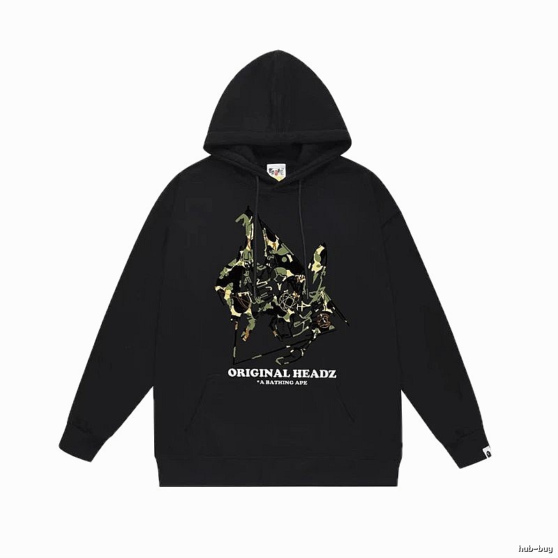 Bape camouflage-style black hoodie