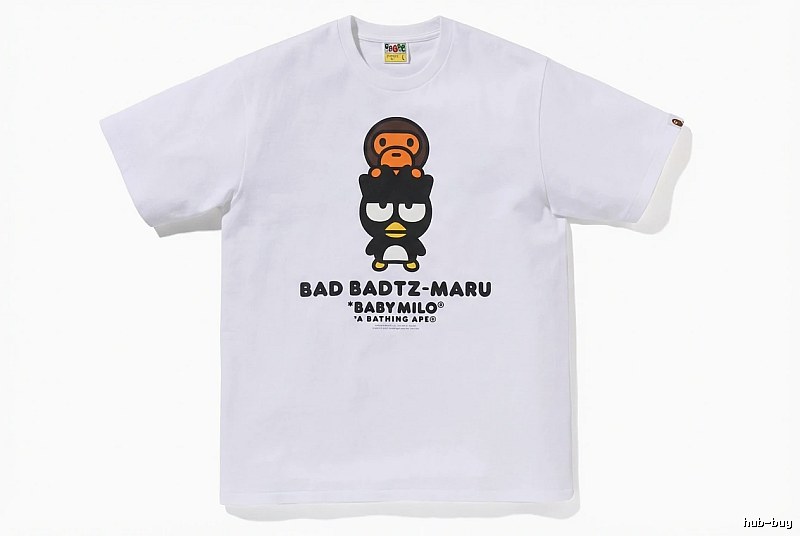 Bape cartoon - printed white T - shirt