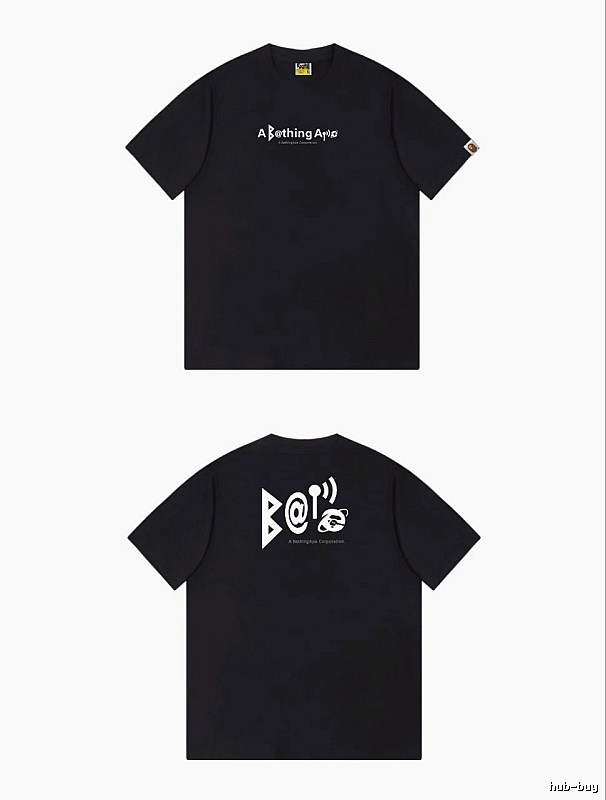 Bape letter - printed short - sleeved black T - shirt