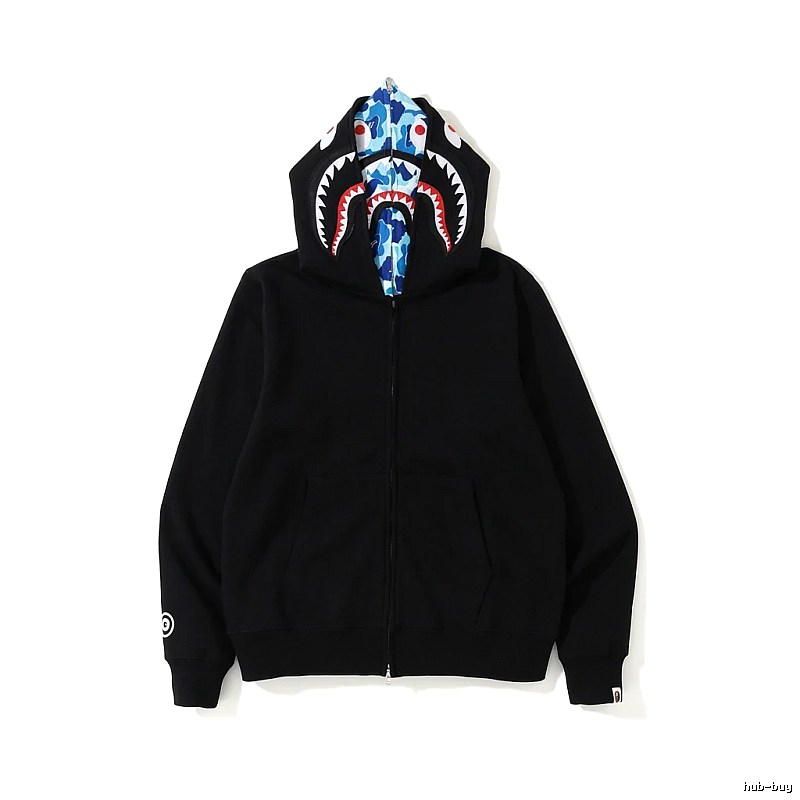 Bape Shark Head Print Black Hoodie