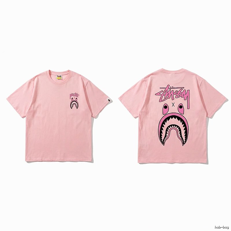 Bape Shark Pink Streetwear Short-sleeve Shirt